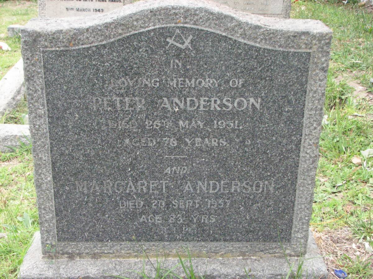 ANDERSON Peter -1951 &amp; Margaret -1957