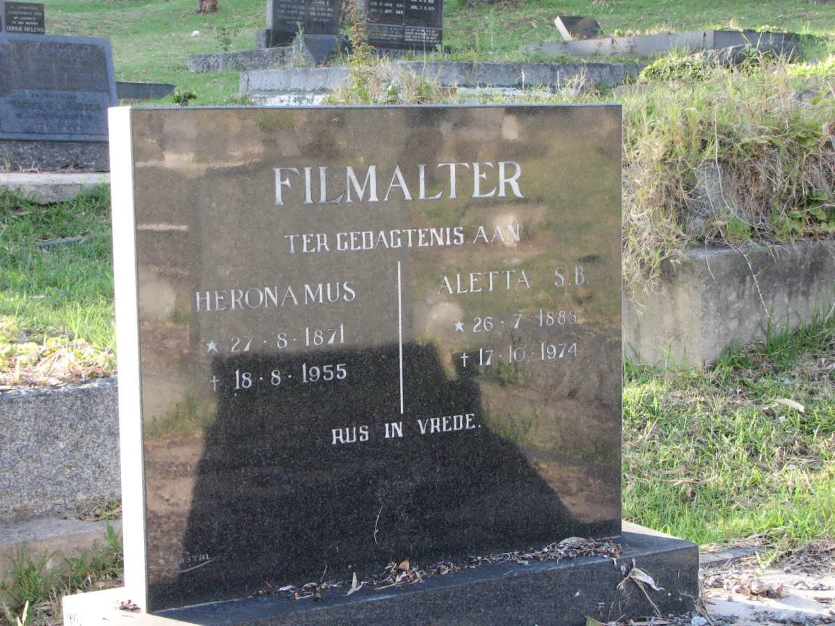 FILMALTER Heronamus 1871-1955 &amp; Aletta S.B. 1888-1974