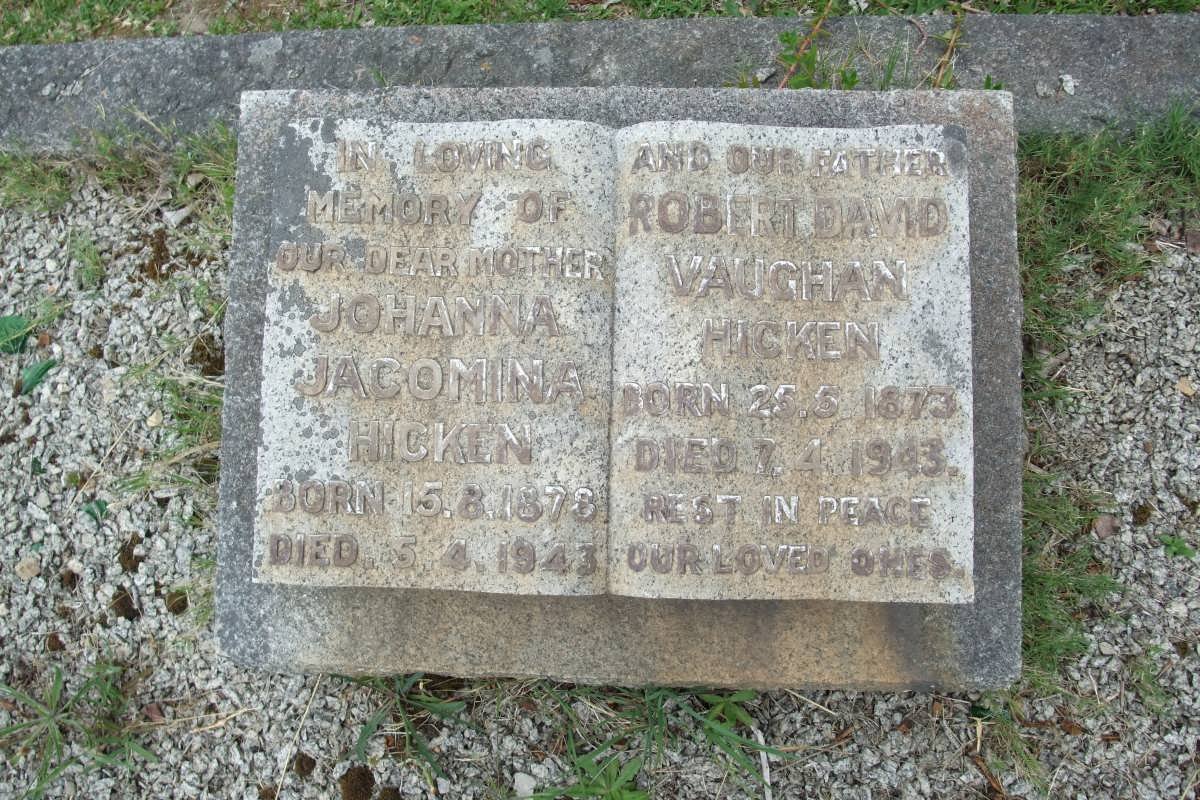 HICKEN Robert David Vaughan 1873-1948 &amp; Johanna Jacomina 1878-1943