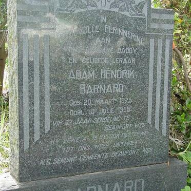 BARNARD Adam Hendrik 1875-1958