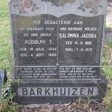 BARKHUIZEN Salomina Jacoba 1895-1975 :: BARHUIZEN Rudolph T. 1934-1960