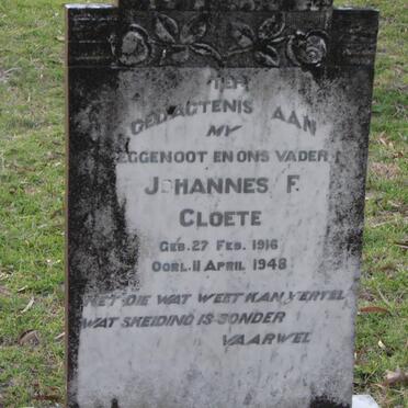 CLOETE Johannes F. 1916-1948