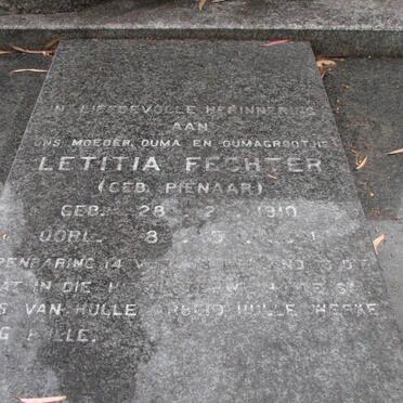 FECHTER Letitia nee PIENAAR 1910-