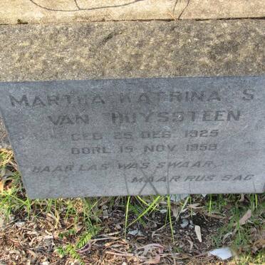 HUYSSTEEN Martha Katrina S.E.,van  1925-1959