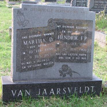 JAARSVELDT Hendrik F.P., van 1898-1960 &amp; Martha D. BOTHA 1898-1973