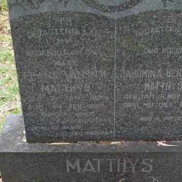 MATTHYS Frans Vansnik 1885-1958 &amp; Jacomina Hendrina TAIT 1898-1968