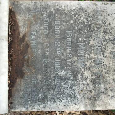 MONK Mary Ann McCubbin born STEELE 1875-1947