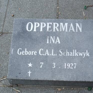 OPPERMAN Ina nee C.A.L. SCHALKWYK 1927-
