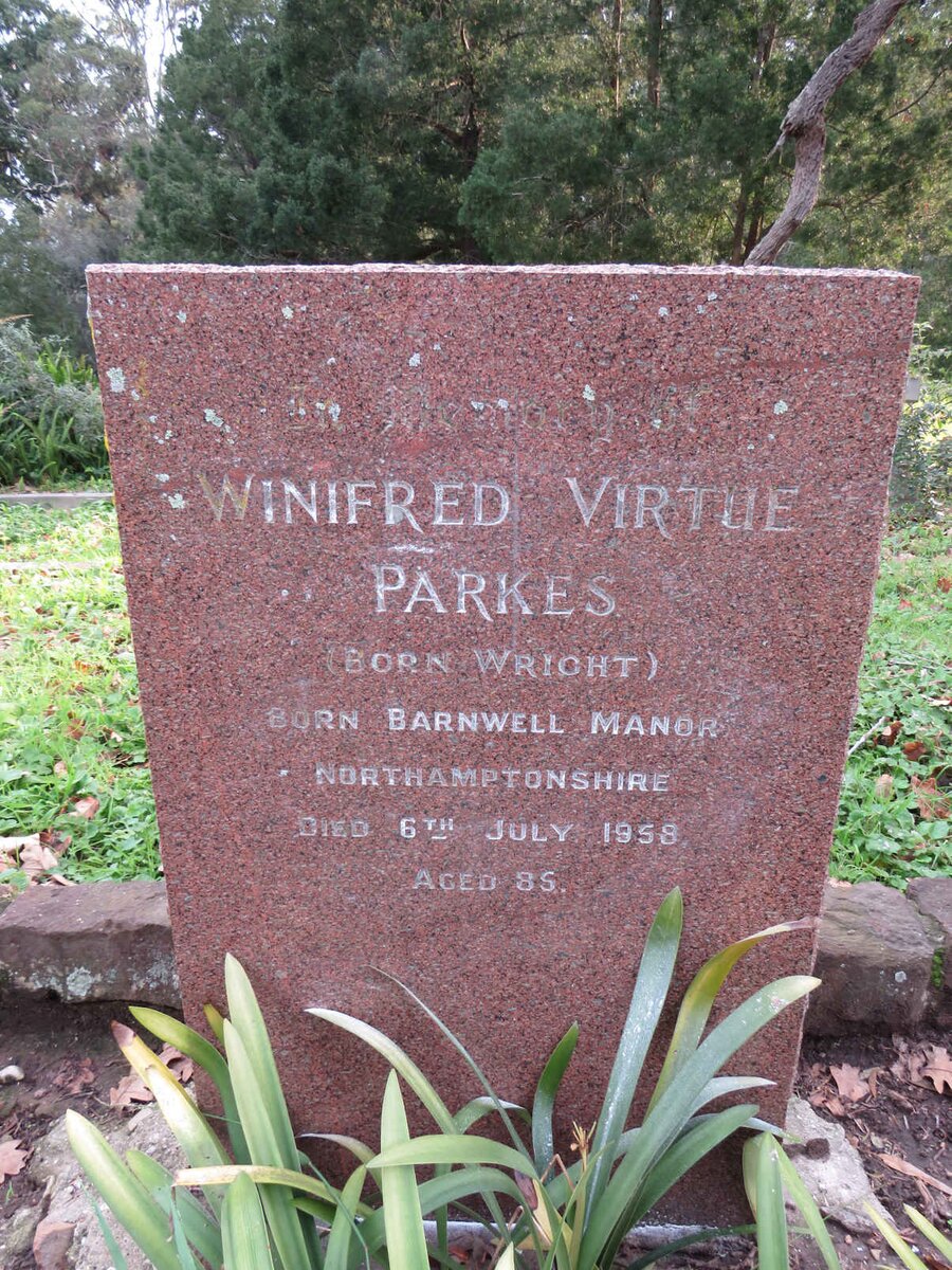 PARKES Winifred Virtue nee WRIGHT -1958