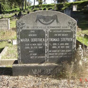 ROOYEN Thomas Stephen, van 1896-1956 &amp; Maria Dorothea 1904-1982