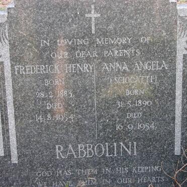RABBOLINI Frederick Henry 1883-1954 &amp; Anna Angela SCIOCATTI 1890-1954