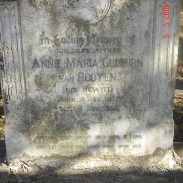 ROOYEN Annie Maria Gudburn, van nee HEWITT 1877-1952