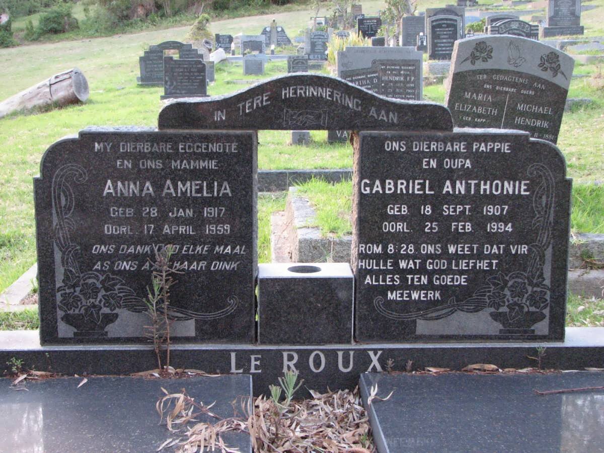 ROUX Gabriel Anthonie 1907-1994 &amp; Anna Amelia 1917-1959