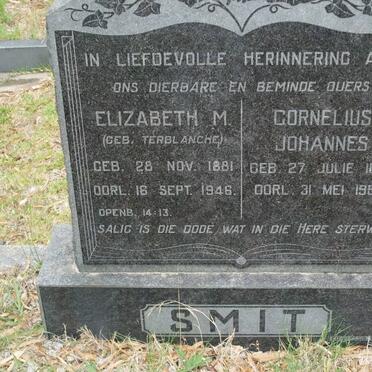 SMIT Cornelius Johannes 1881-1964 &amp; Elizabeth M. TERBLANCHE 1881-1946