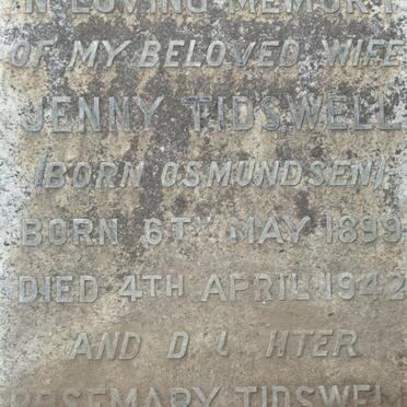 TIDSWELL Jenny nee OSMUNDSEN 1899-1942 :: TIDSWELL Rosemary 1929-1942