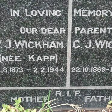 WICKHAM C.J. 1863-1944 &amp; W.J.KAPP 1873-1944