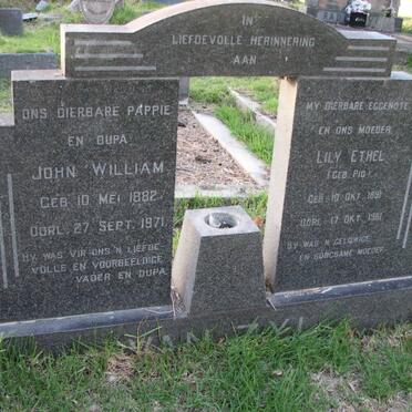 ZYL John William, van 1882-1971 &amp; Lily Ethel PIO 1891-1981