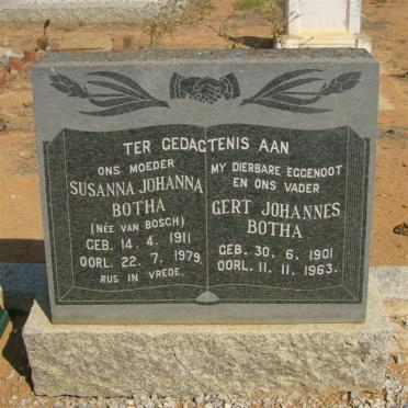BOTHA Gert Johannes 1901-1963 &amp; Susanna Johanna VAN BOSCH 1911-1973