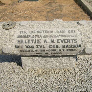 EVERTS Hilletjie A.M. formerly VAN ZYL nee BASSON 1911-2002