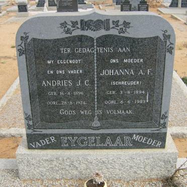 EYGELAAR Andries J.C. 1896-1974 &amp; Johanna A.F. SCHREUDER 1894-1983