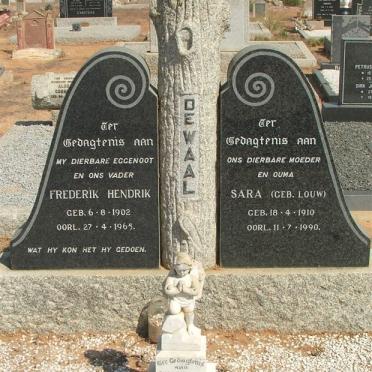 WAAL Frederik Hendrik, de 1902-1965 &amp; Sara LOUW 1910-1990 :: WAAL Sara J.D., de 1944-1947