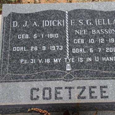 COETZEE D.J.A. 1910-1973 &amp; E.S.G. BASSON 1913-2002