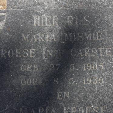 KROESE Maria nee CARSTENS 1905-1939