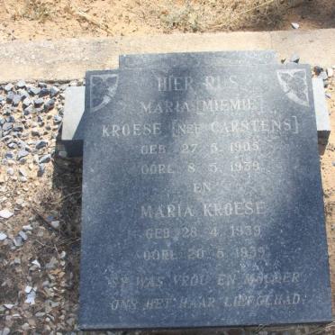 KROESE Maria nee CARSTENS 1905-1939 :: KROESE Maria 1939-1939 