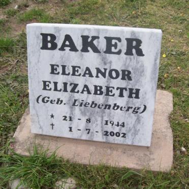 BAKER Eleanor Elizabeth nee LIEBENBERG 1944-2002