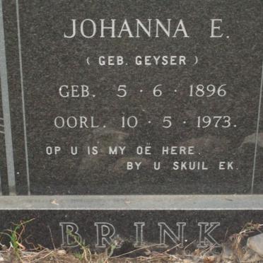 BRINK Johanna E. nee GEYSER 1896-1973