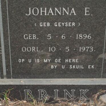 BRINK Johanna E. nee GEYSER 1896-1973