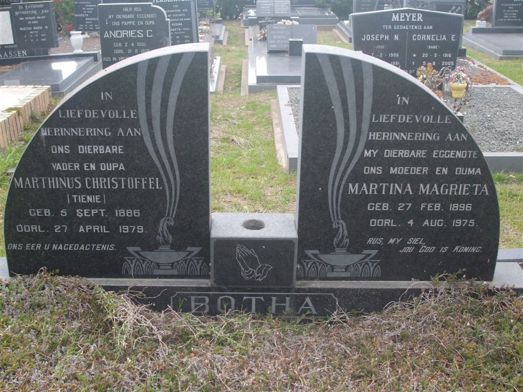 BOTHA Marthinus Christoffel 1886-1979 &amp; Martina Magrieta 1896-1975