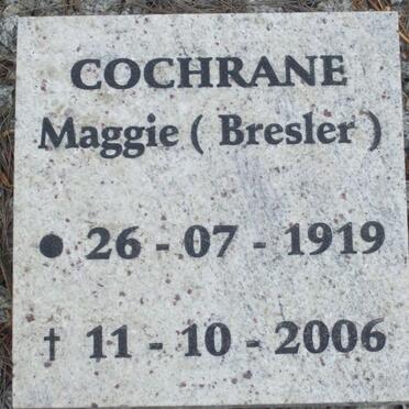 COCHRANE Maggie voorheen BRESLER 1919-2006