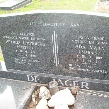 JAGER Petrus Louwrens, de  1911-1988 &amp; Ada Mara MARAIS 1919-1997