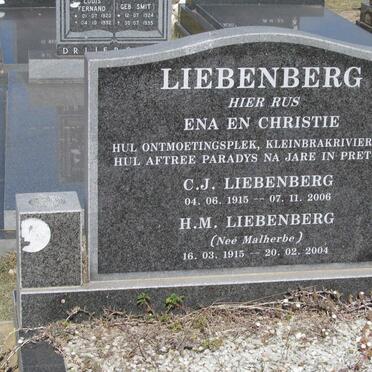 LIEBENBERG C.J. 1915-2006 &amp; H.M. MALHERBE 1915-2004