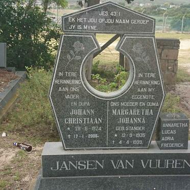 VUUREN Johann Christiaan, Jansen van 1924-2008 &amp; Margaretha Johanna STANDER 1935-1999
