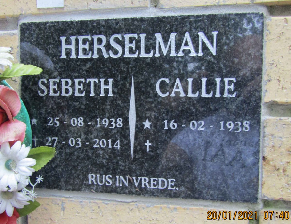 HERSELMAN Callie 1938- & Sebeth 1938-2014