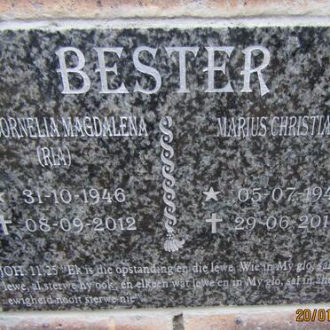 BESTER Marius Christiaan 1946-2014 &amp; Maria Cornelia Magdalena 1946-2012