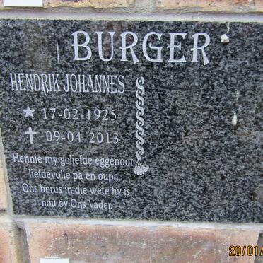 BURGER Hendrik Johannes 1925-2013