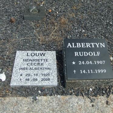 ALBERTYN Rudolf 1907-1999 :: LOUW Henriette Cecile nee ALBERTYN 1920-2008