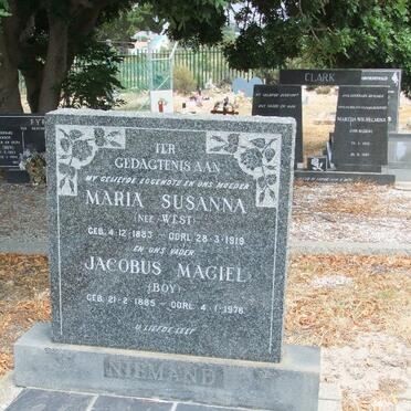 NIEMAND Jacobus Magiel 1885-1976 &amp; Maria Susanna WEST 1883-1919