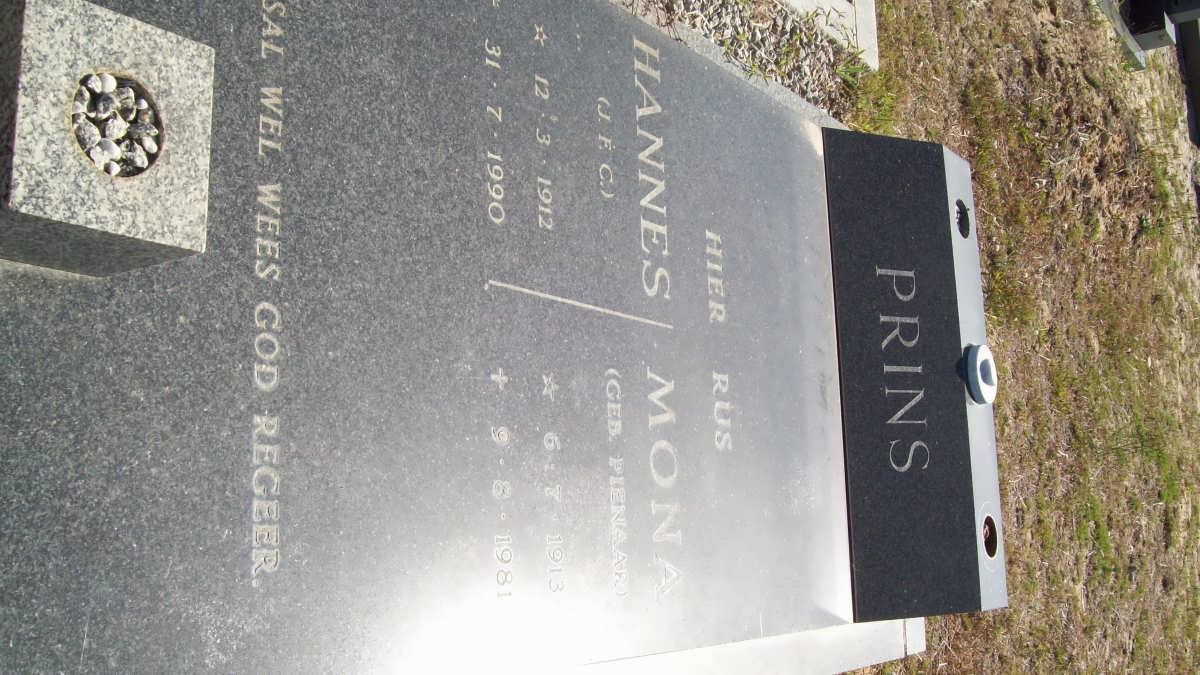 PRINS J.F.C. 1912-1990 &amp; Mona PIENAAR 1913-1981