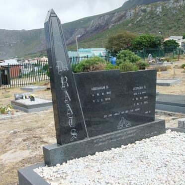 RAATS Abraham D. 1897-1974 &amp; Leonora E. V.D.SPUY 190?-1975