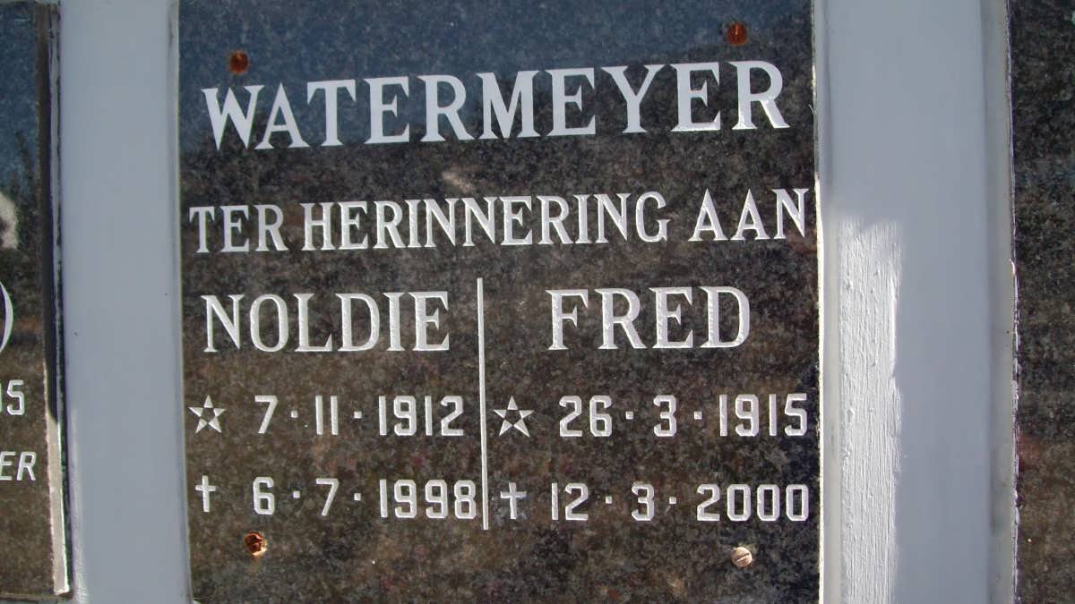 WATERMEYER Fred 1915-2000 &amp; Noldie 1912-1998