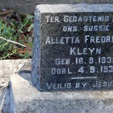 KLEYN Alletta Fredrika 1931-1938