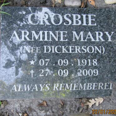 CROSBIE Armine Mary nee DICKERSON 1918-2009