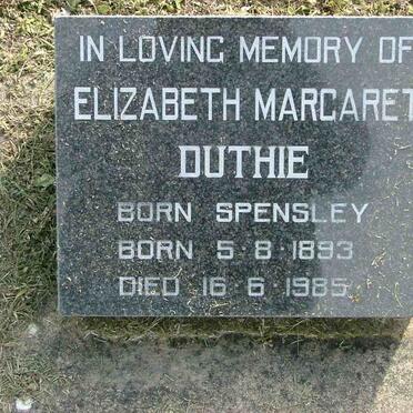 DUTHIE Elizabeth Margaret nee SPENSLEY 1893-1985