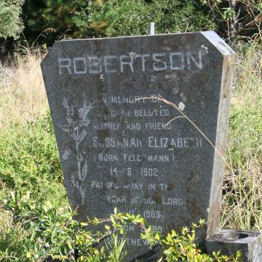 ROBERTSON Sussanah Elizabeth nee FELDTMANN 1902-1963