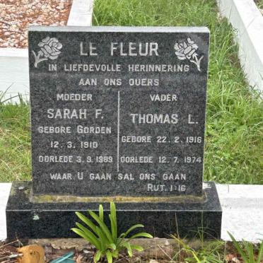 FLEUR Thomas L., le 1916-1974 & Sarah F. GORDEN 1910-1989