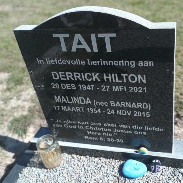 TAIT Derrick Hilton 1947-2021 &amp; Malinda BARNARD 1954-2015